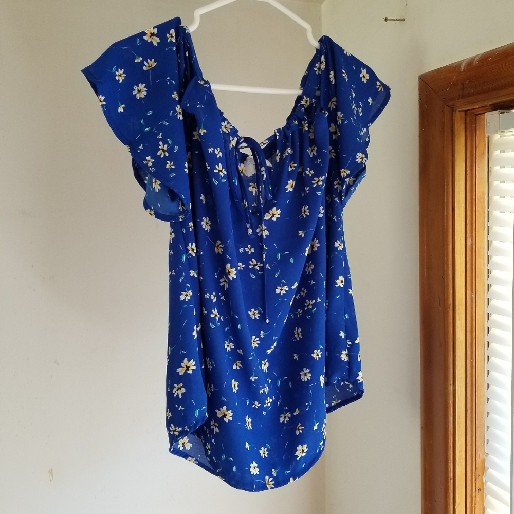 NWT Anthropologie Sienna Sky Blue Floral Top